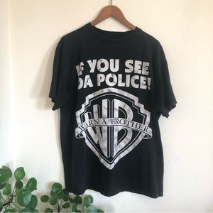 Vintage Y2K t-shirt If You See Da Police Warn A Brother XL black tee Warner Bros